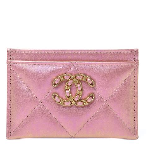 chanel 19 card holder pink